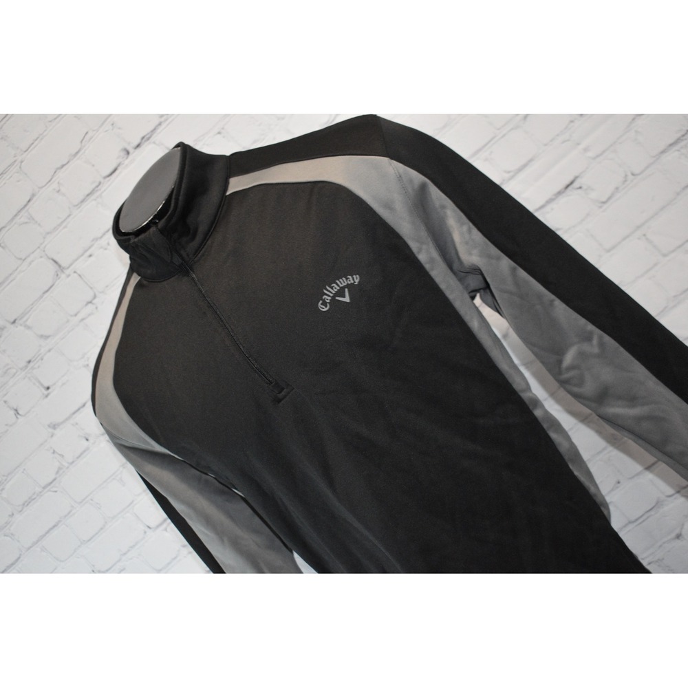 Callaway Pullover Mens XL Black Gray 1/4 Zip Long Sleeve Fleece Lined Golf
